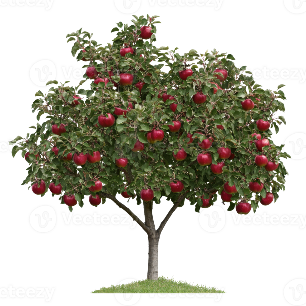 Ripe red apples in sunny garden png