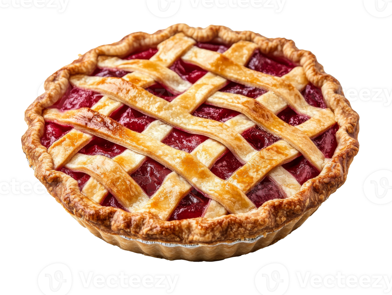 Delicious cherry pie with a lattice crust design png