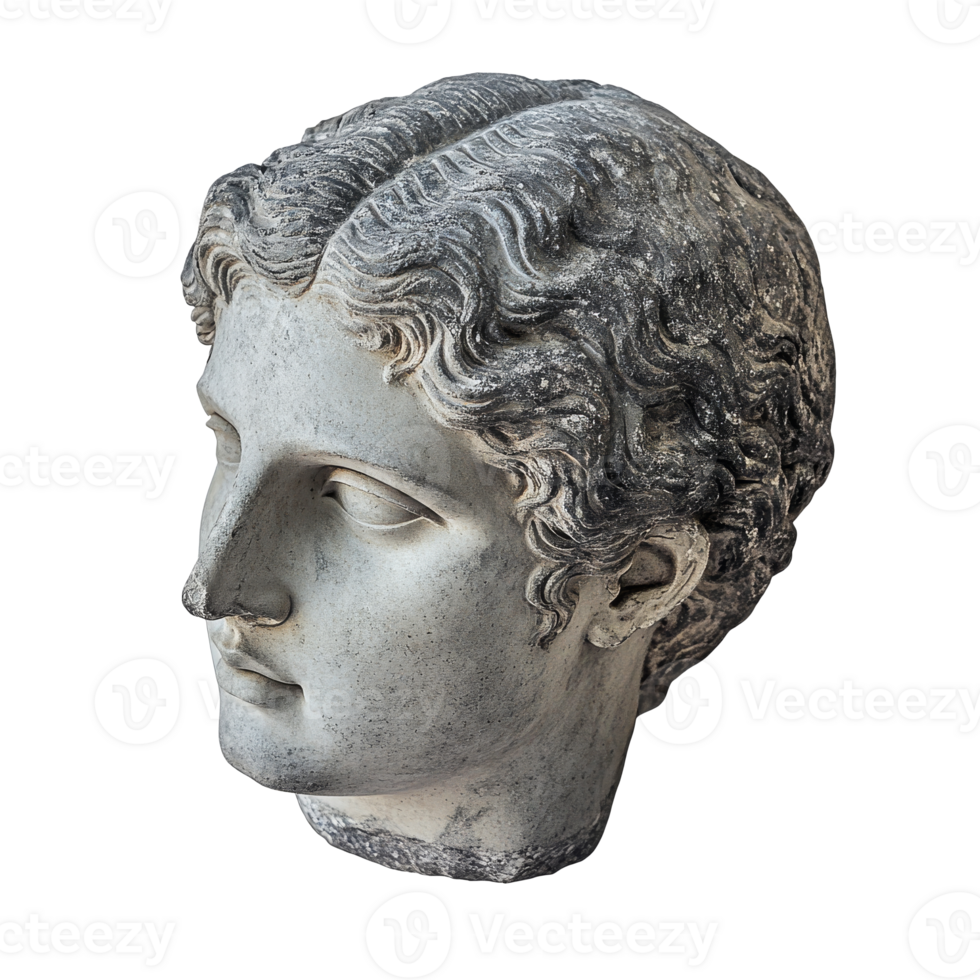 Classical sculpture head from ancient Greece png