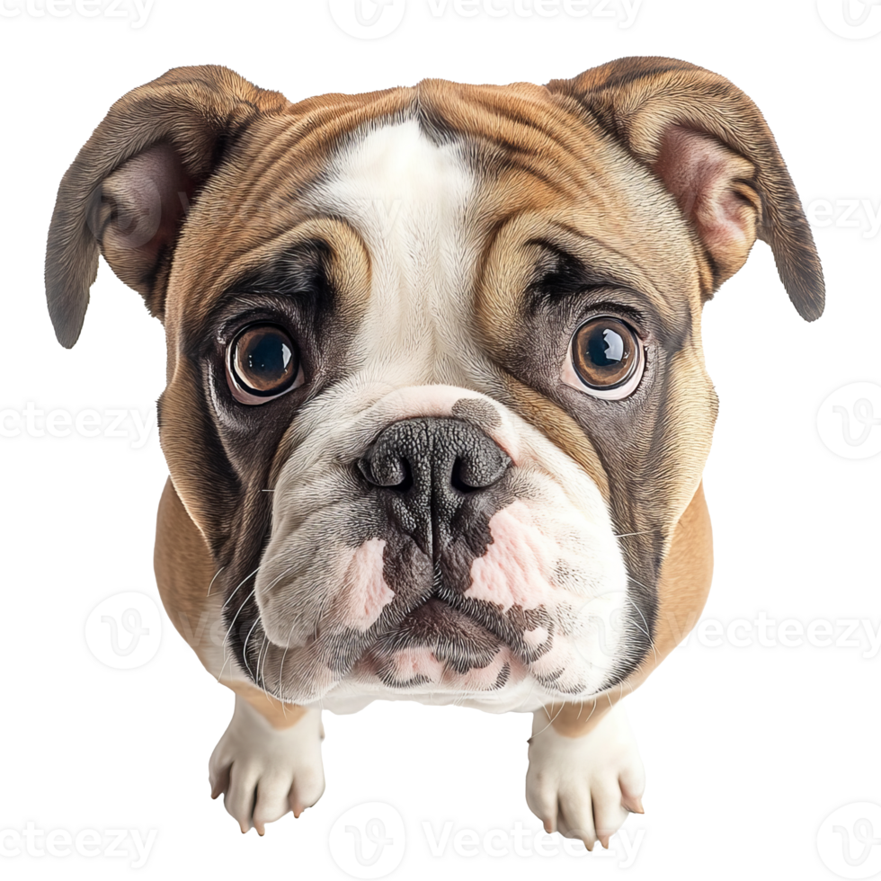 Expressive bulldog puppy in bright light png