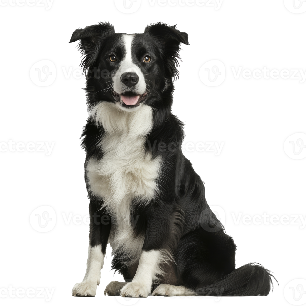 Playful border collie sitting happily png