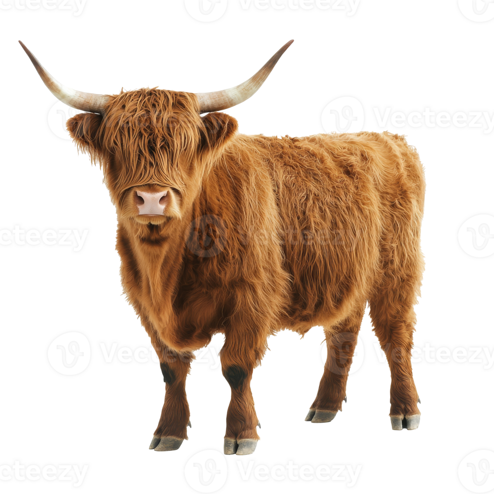 Highland cattle in a sunny setting png