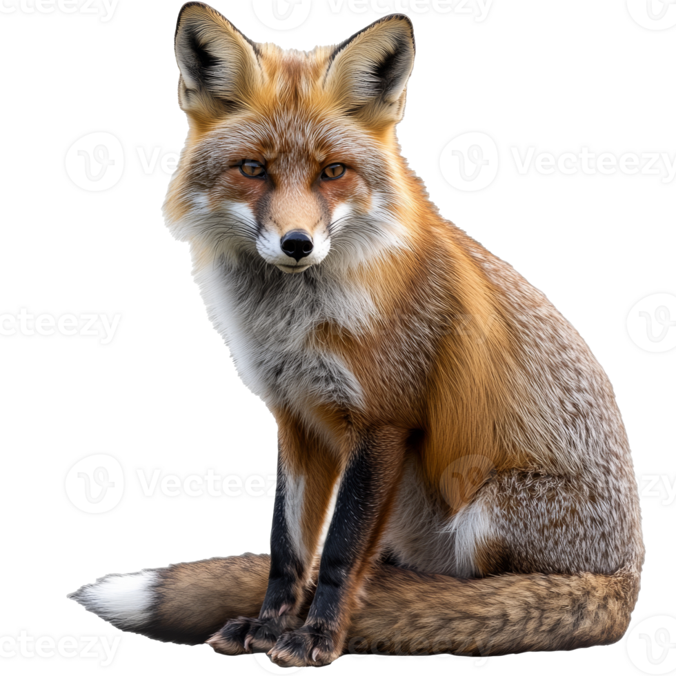 Red fox sitting quietly in a natural setting png