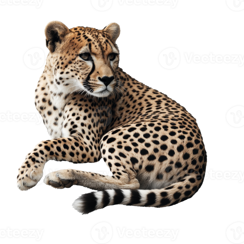 Cheetah resting on white background png