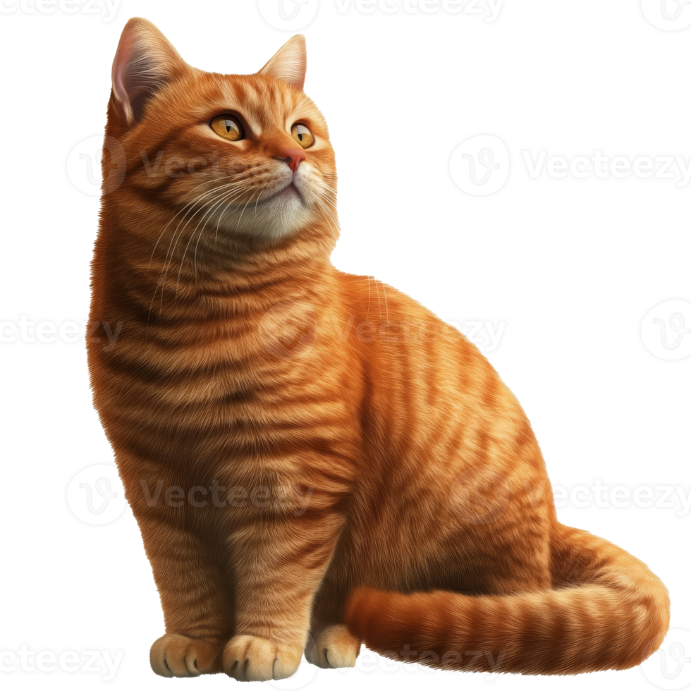 Striking orange tabby cat in a relaxed pose png