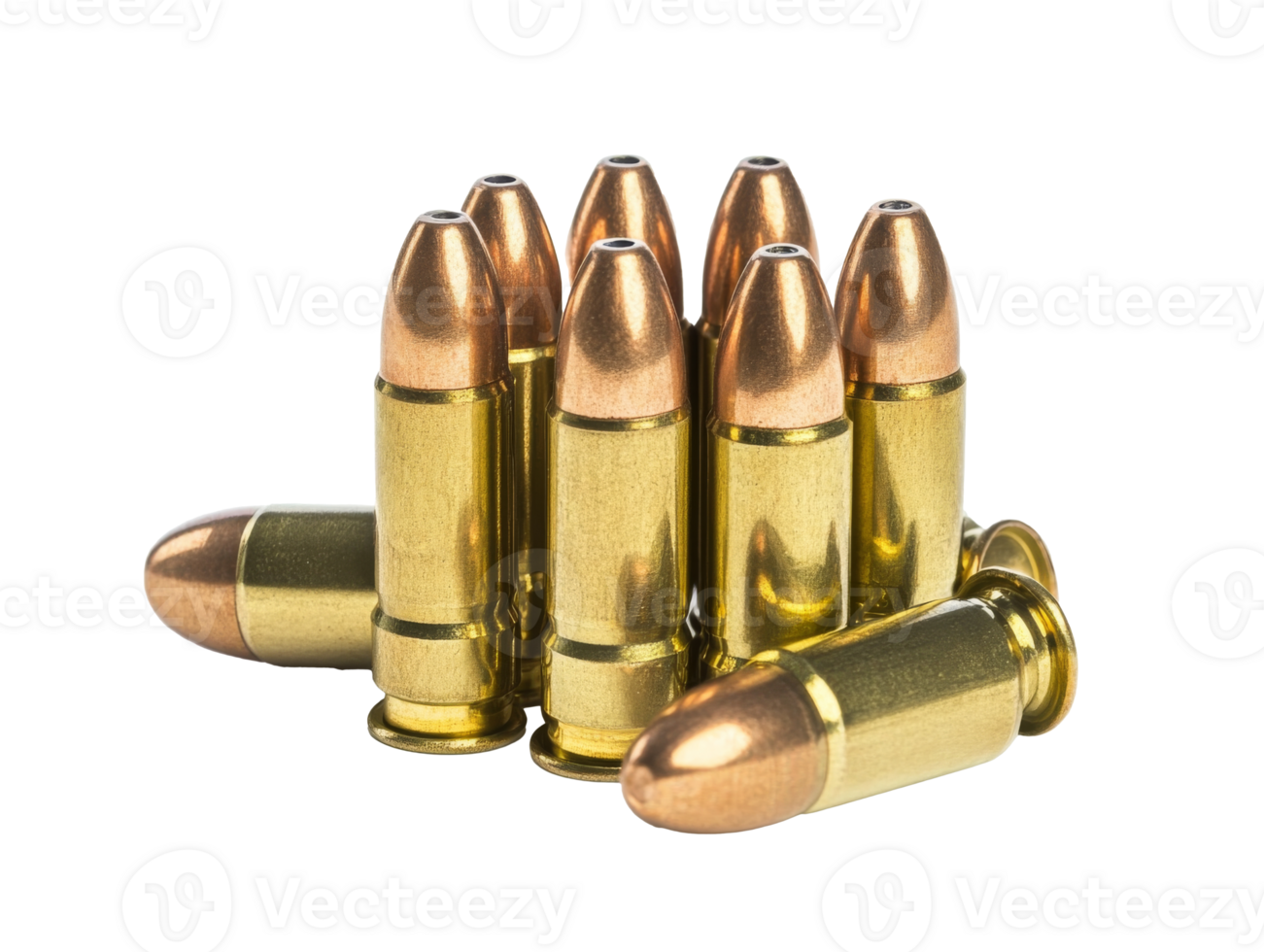 Close up view of ammunition on a white surface png