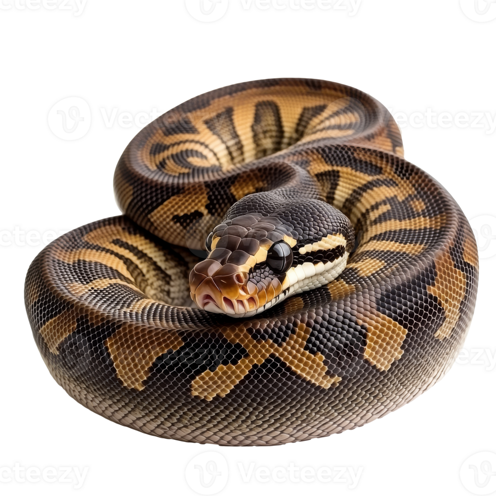 Colorful ball python coiled on a surface 52653748 PNG
