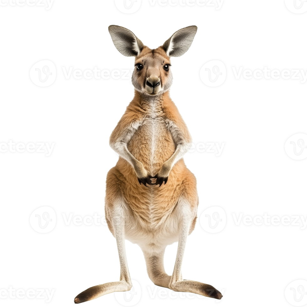 Kangaroo standing upright in a neutral setting png