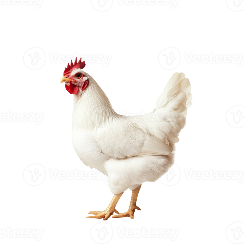White hen standing on white background png