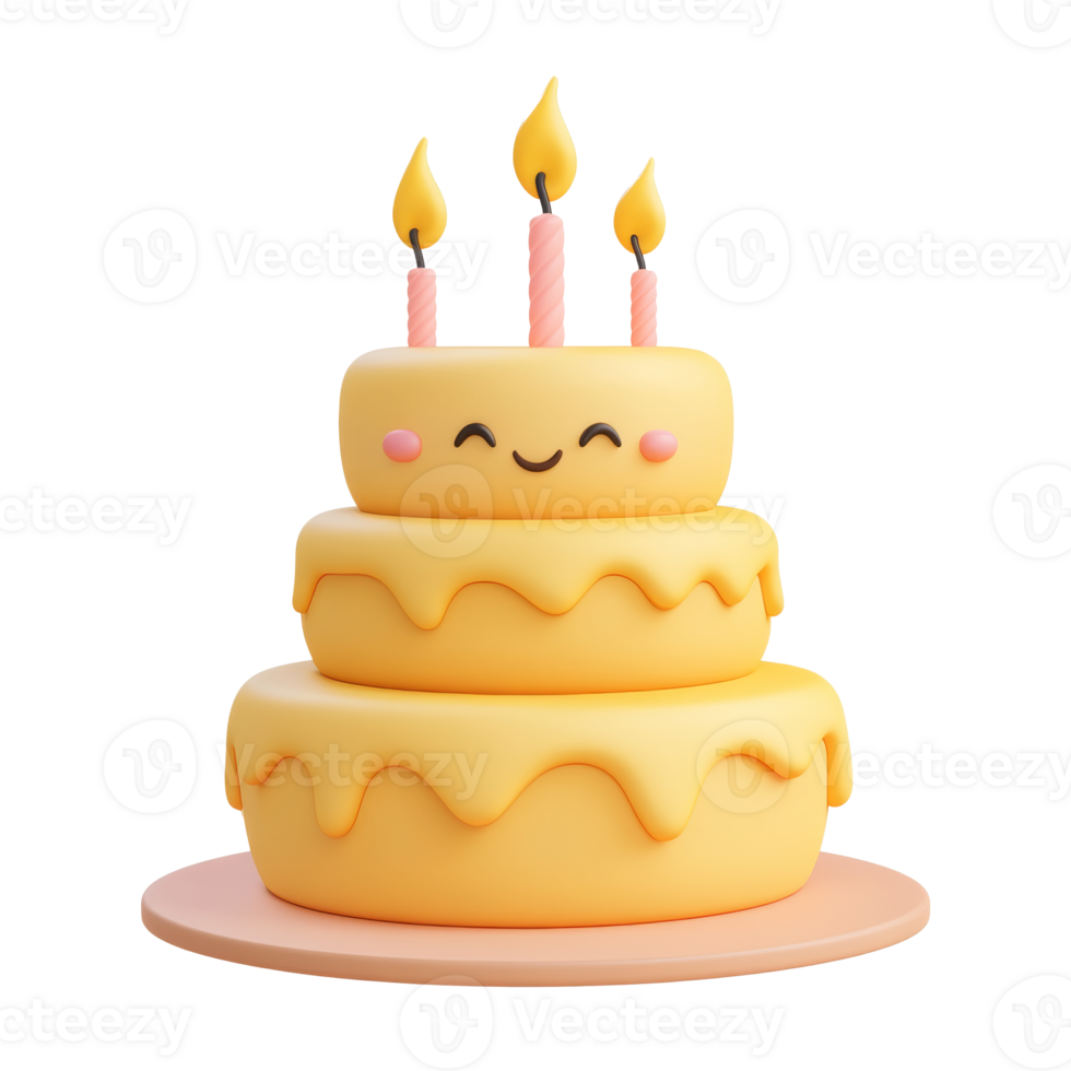 Adorable birthday cake with candles png