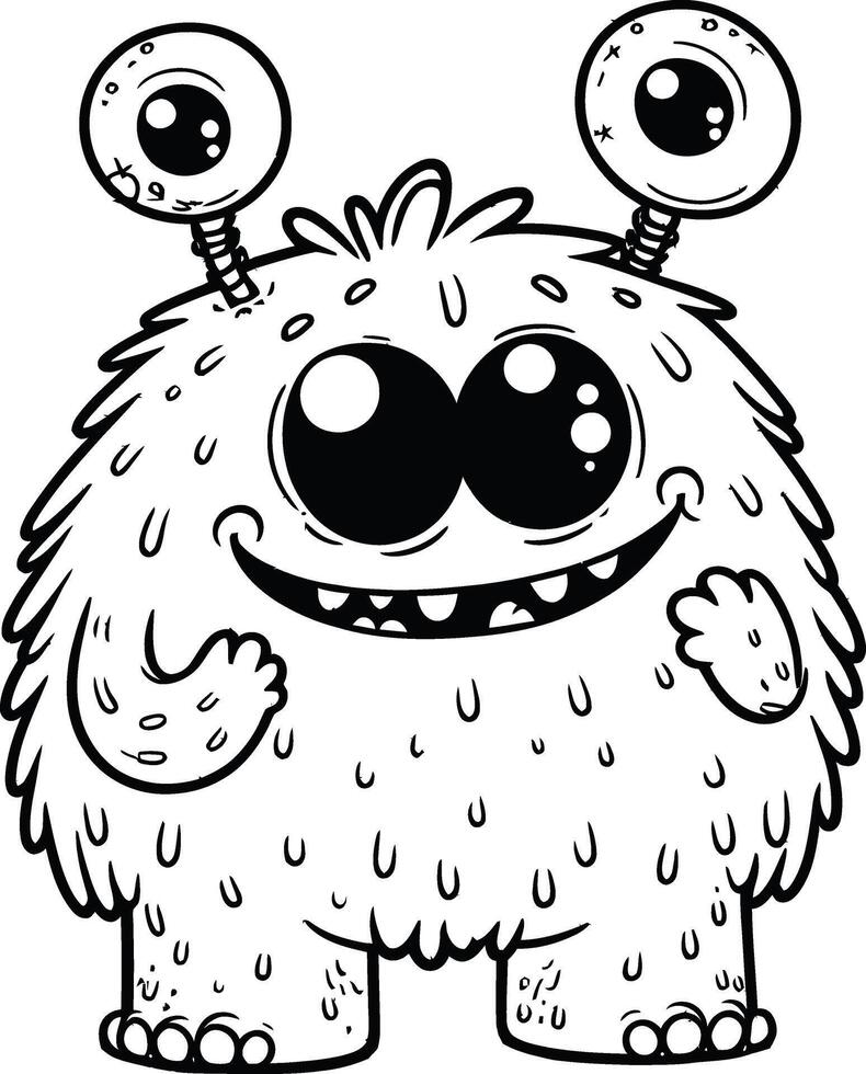Monster coloring pages for kids vector