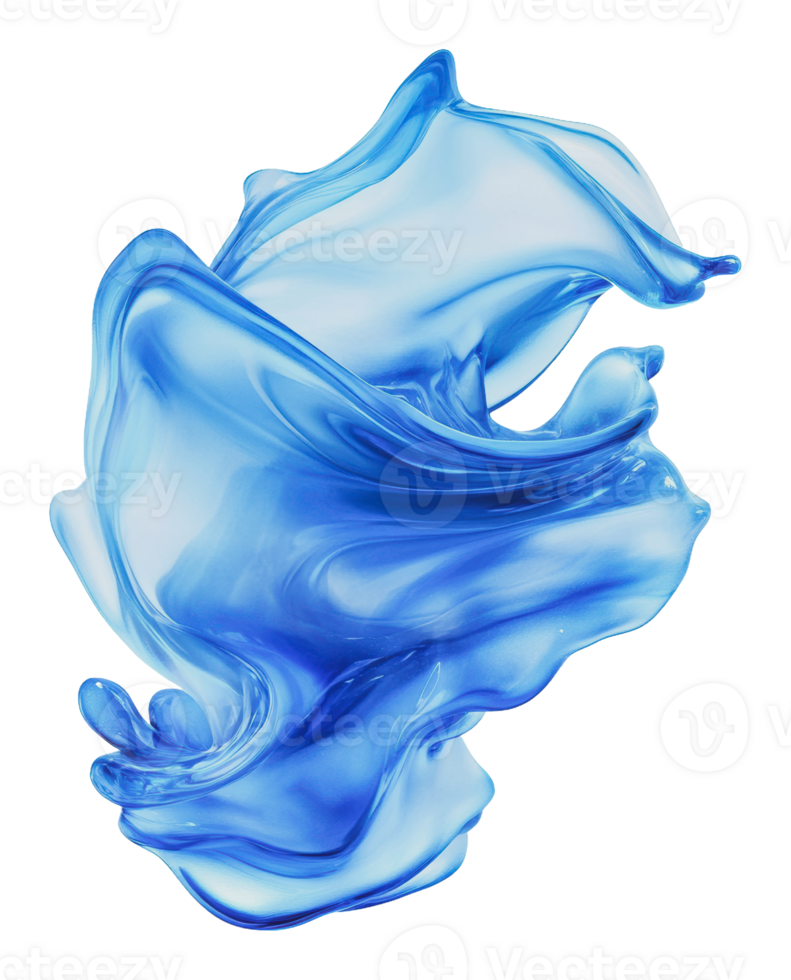 Flowing blue liquid in a graceful, abstract shape png