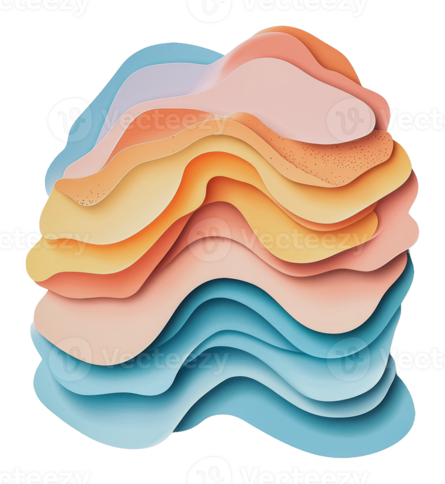 Abstract layered artwork with soft pastel colors png