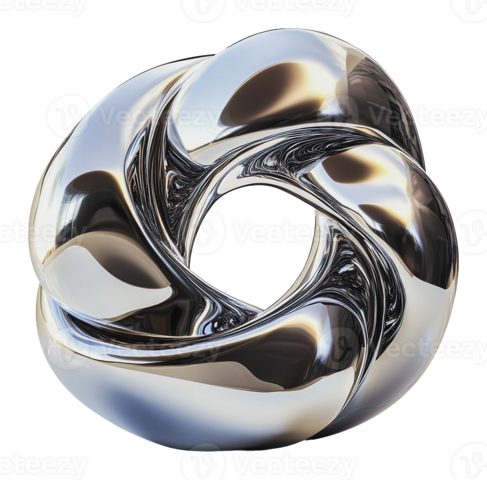 Sleek metallic sculpture with flowing curves png