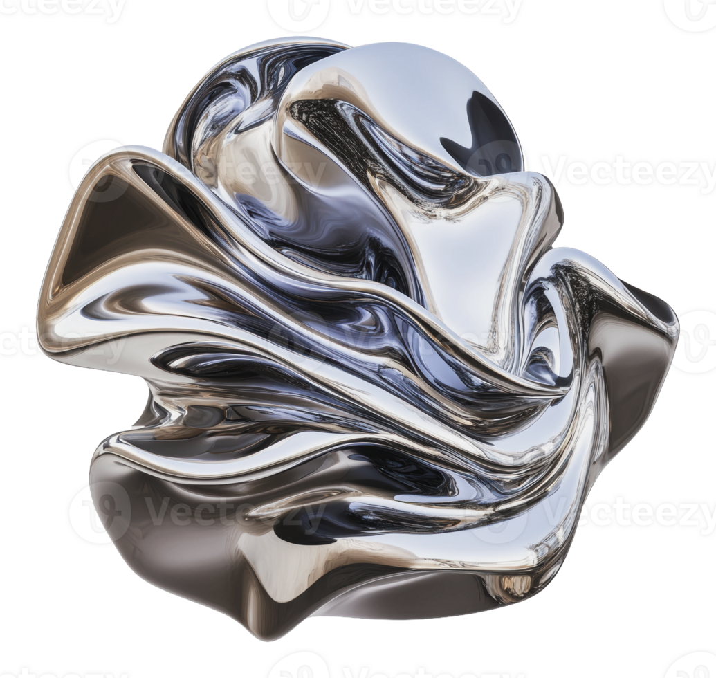 Abstract metallic sculpture in smooth flowing form png