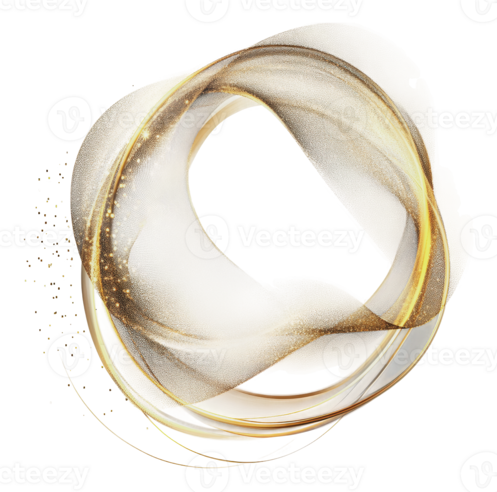 Gold and white ribbons swirl on blank png