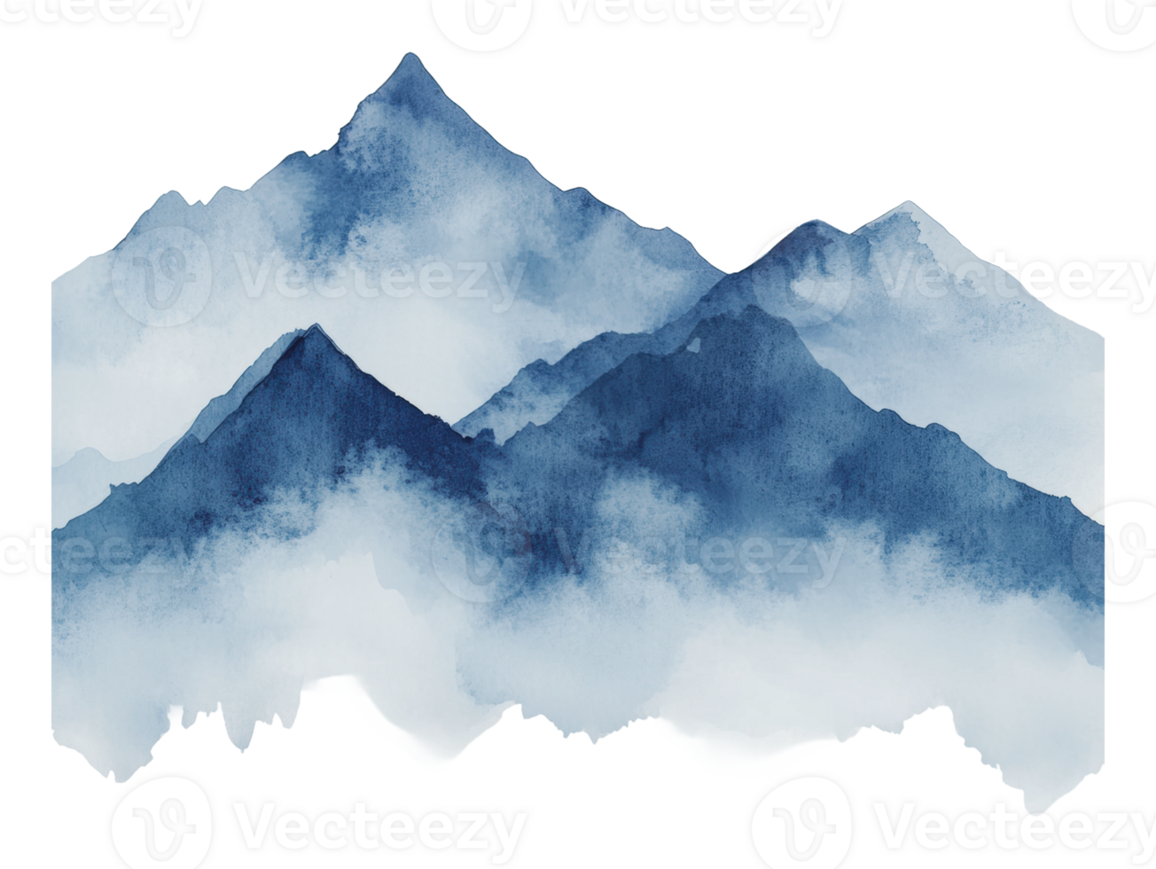 Majestic blue mountains emerging from soft clouds png