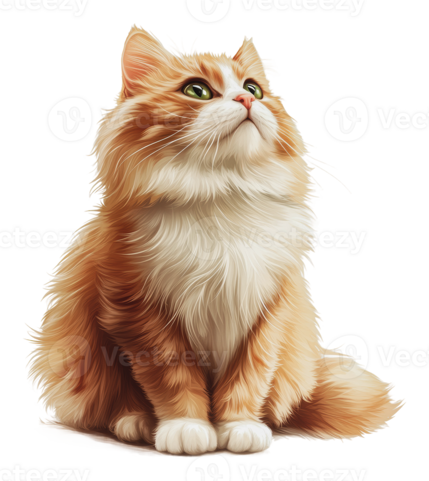 Graceful ginger cat with curious eyes png