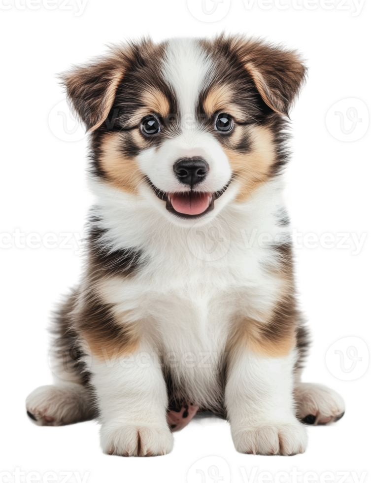 Happy puppy sitting and looking at the camera png