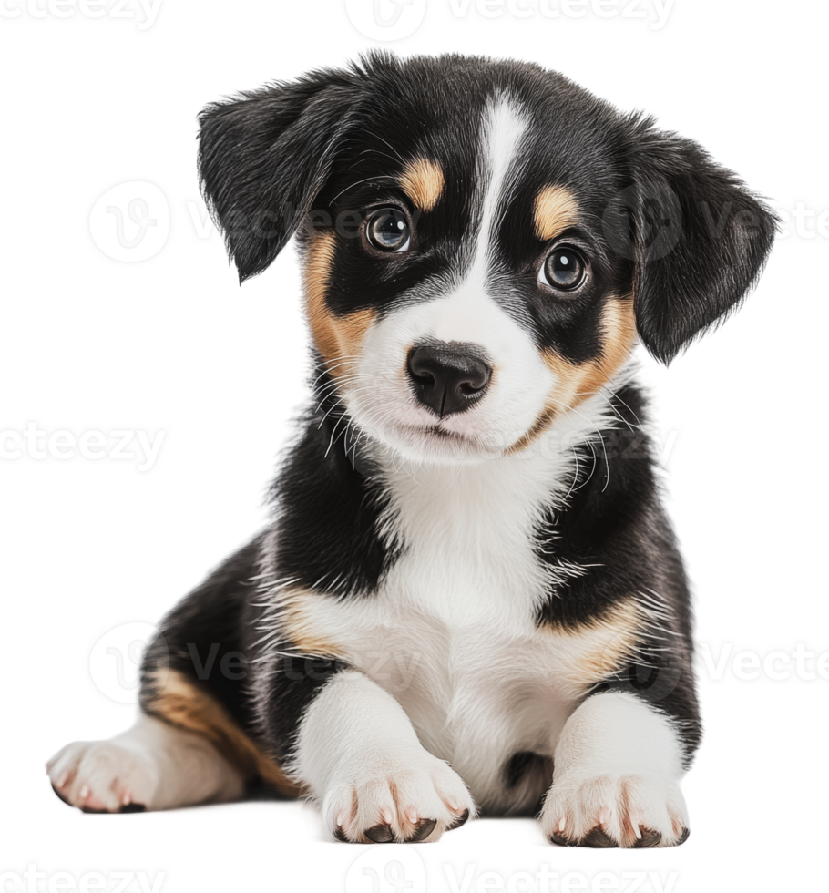 Playful puppy sitting on a white background png