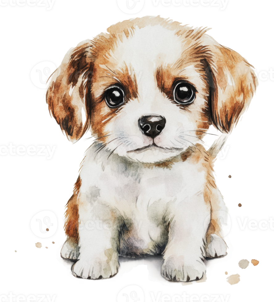 Cute watercolor illustration of a puppy sitting png