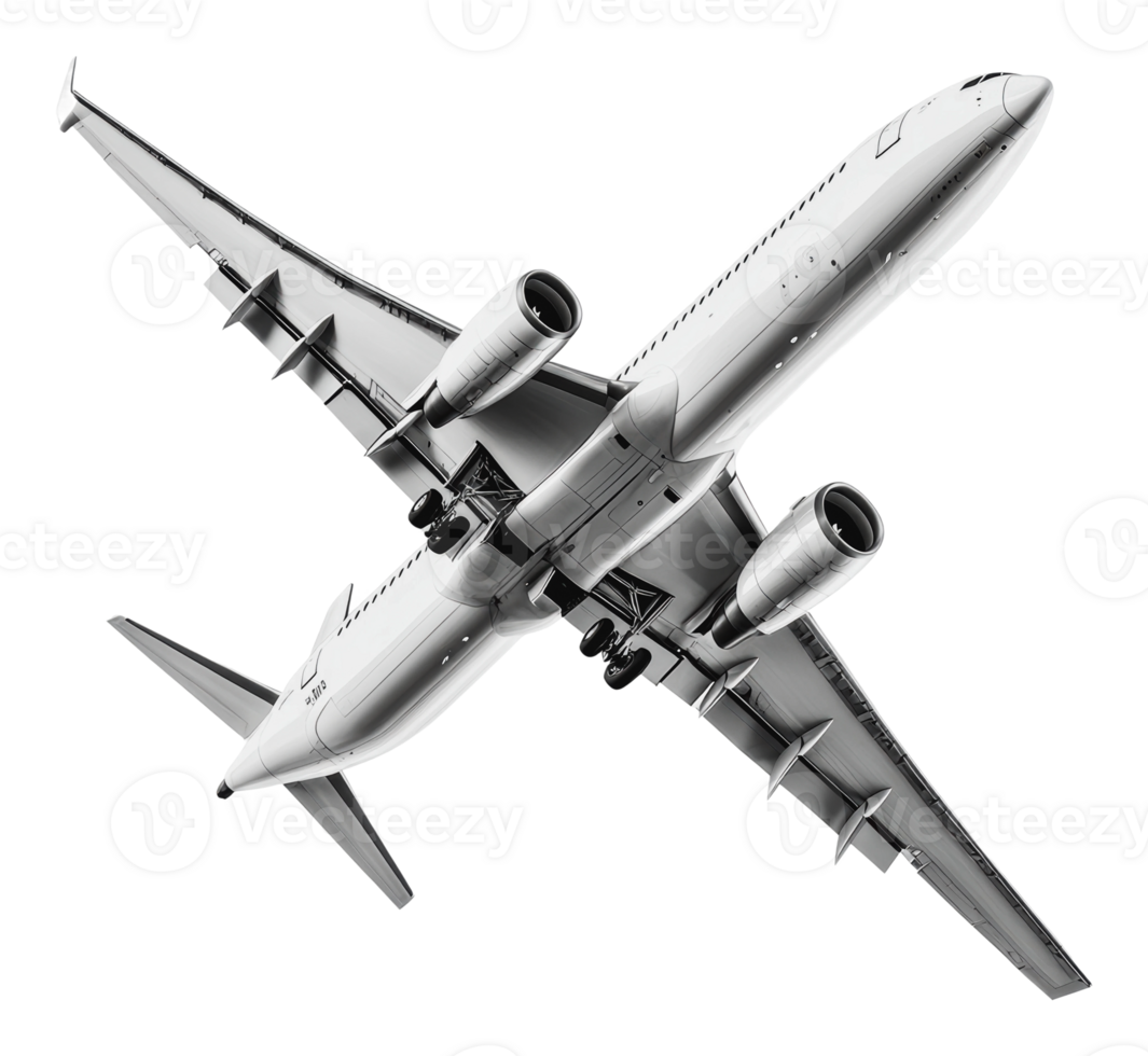 Large passenger jet in flight against a clear sky png