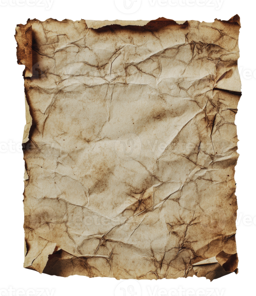 Crumpled antique parchment texture png