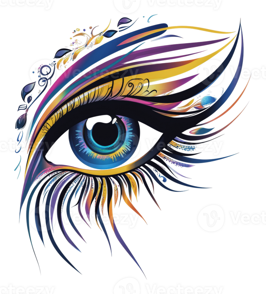 Vibrant eye design with detailed patterns png