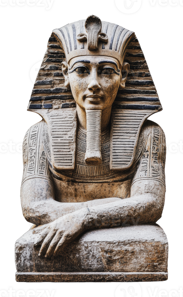 Ancient Egyptian statue with intricate carvings png
