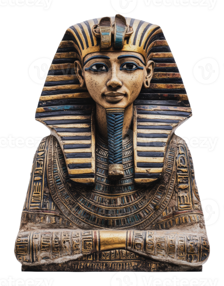 Intricate pharaoh statue of ancient Egypt png