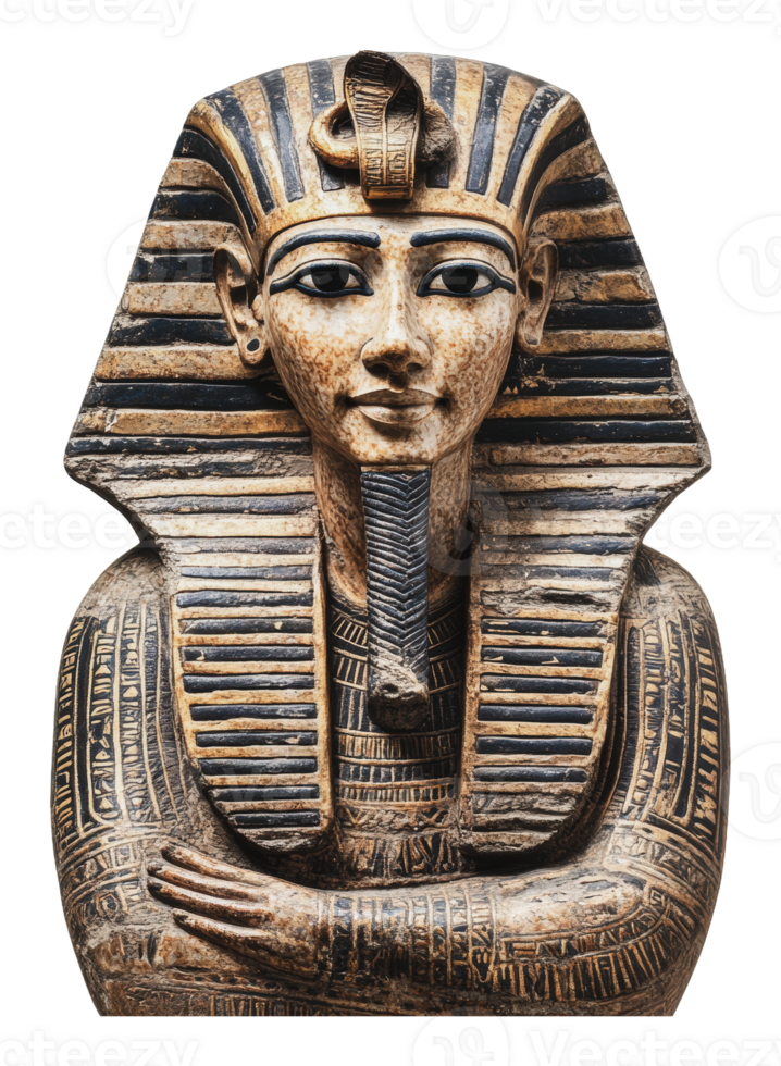 Pharaoh statue in ancient attire png