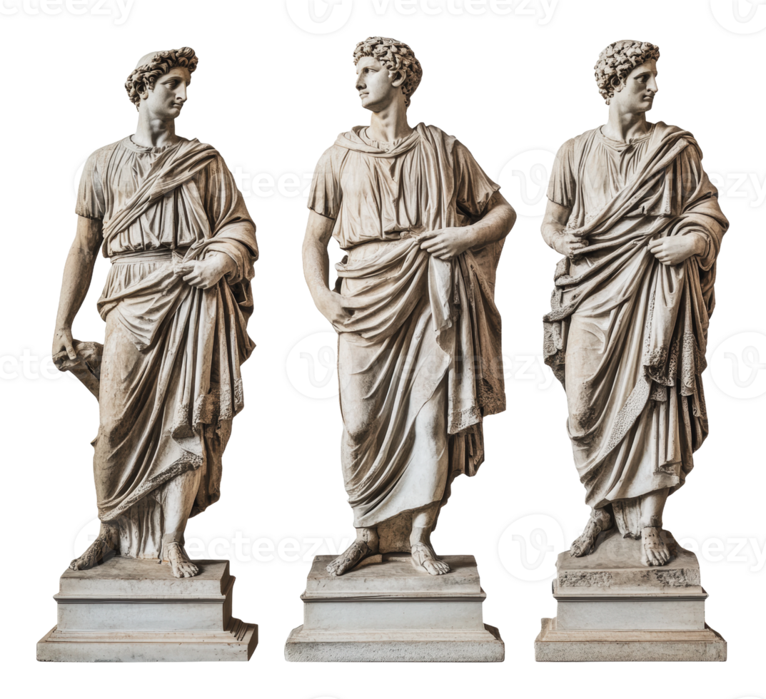 Three Greek classical statues png
