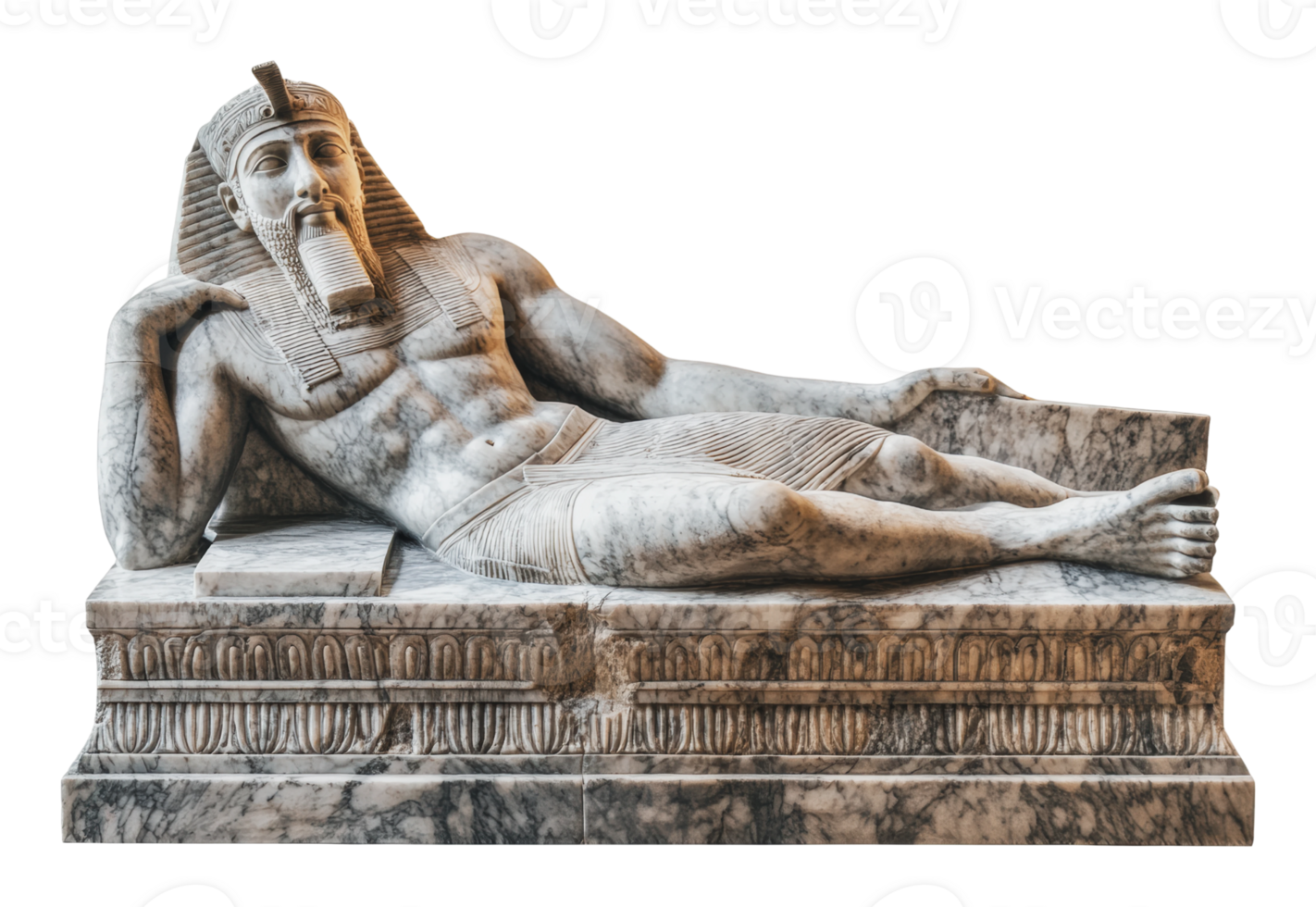 Reclining pharaoh statue in marble png