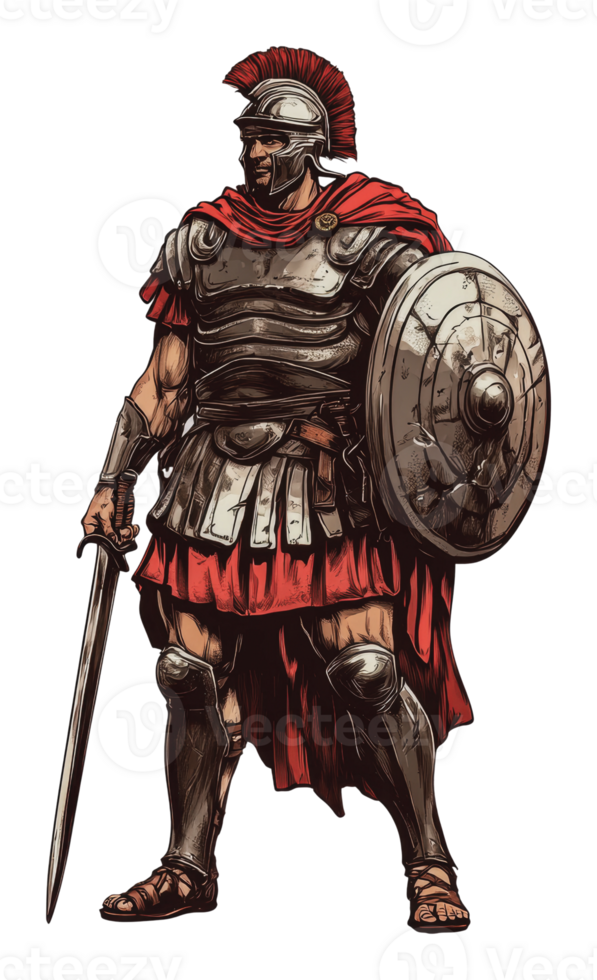 Roman soldier with shield and sword png
