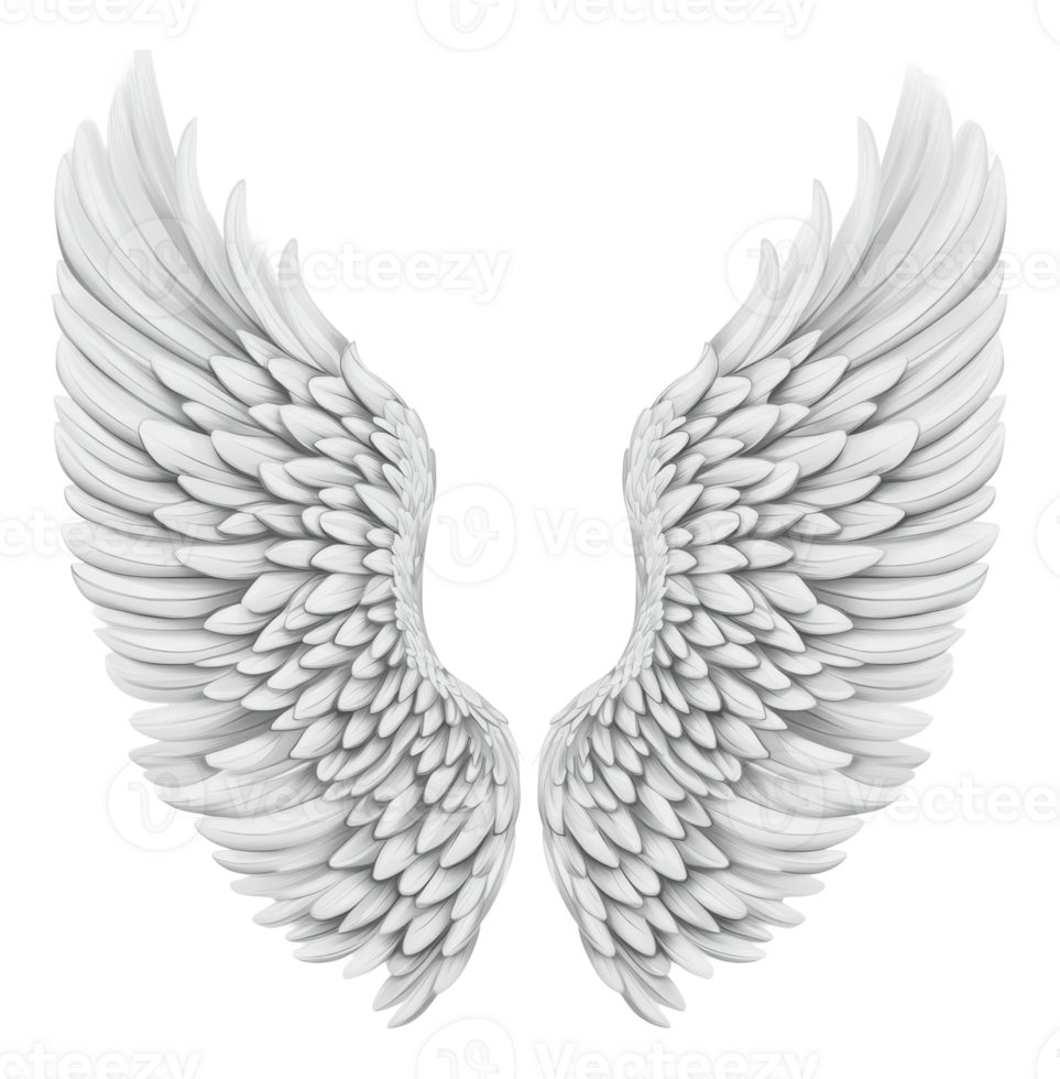 Stunning white angel wings illustration png