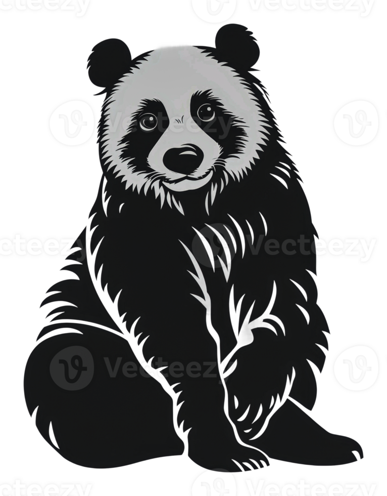 A cute panda bear sitting in a relaxed position png