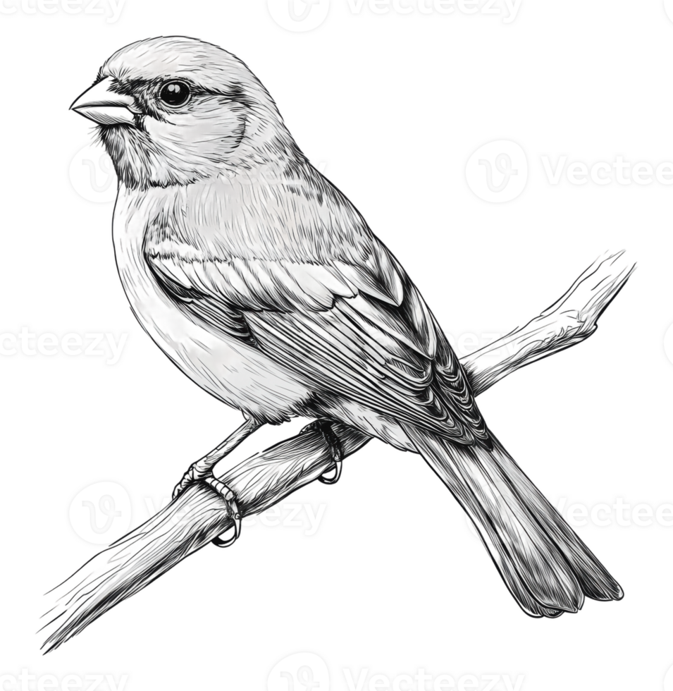 Bird on a branch illustration png