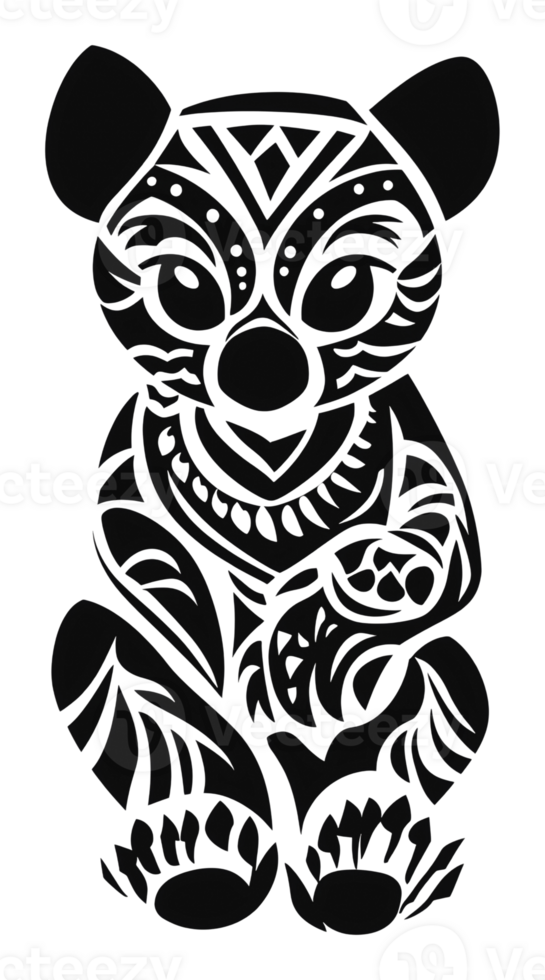 Intricate tribal koala art png