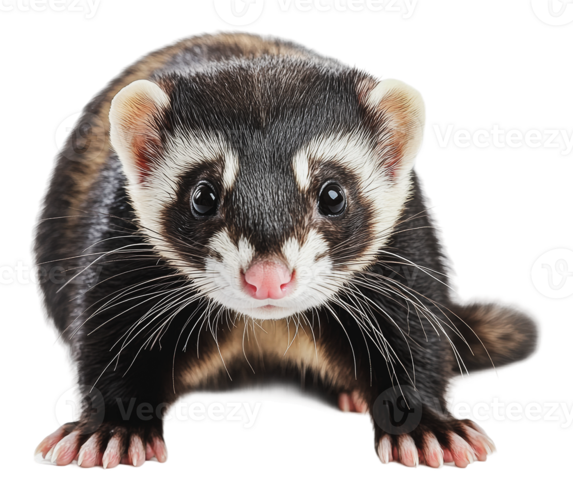 A curious ferret staring intently at the camera png