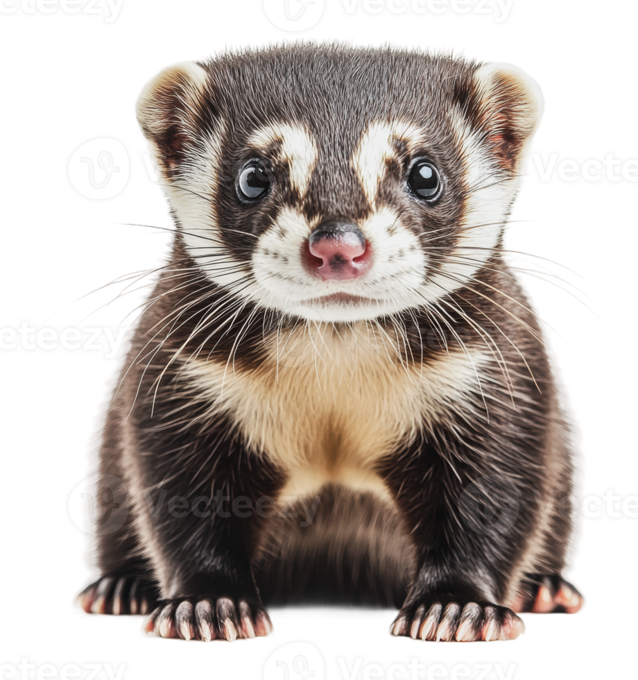 Cute and curious ferret in a studio setting png