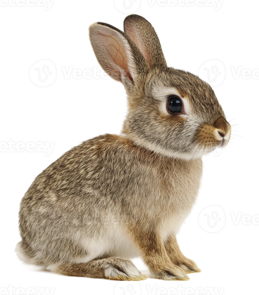 Calm young rabbit on white surface png