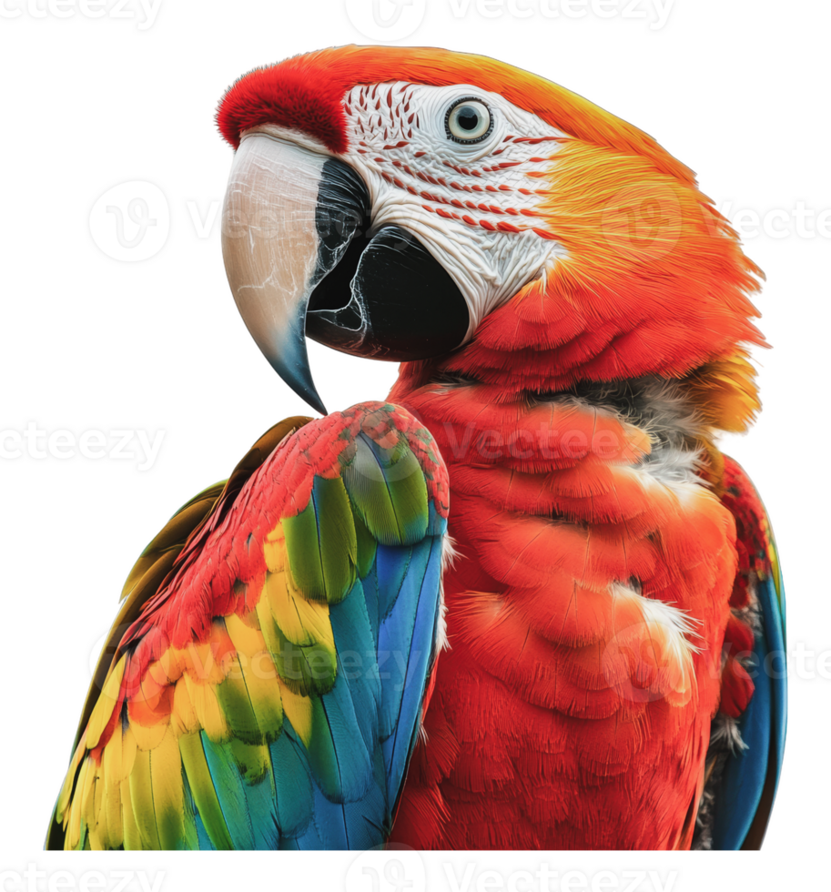 Colorful close-up of a scarlet macaw png
