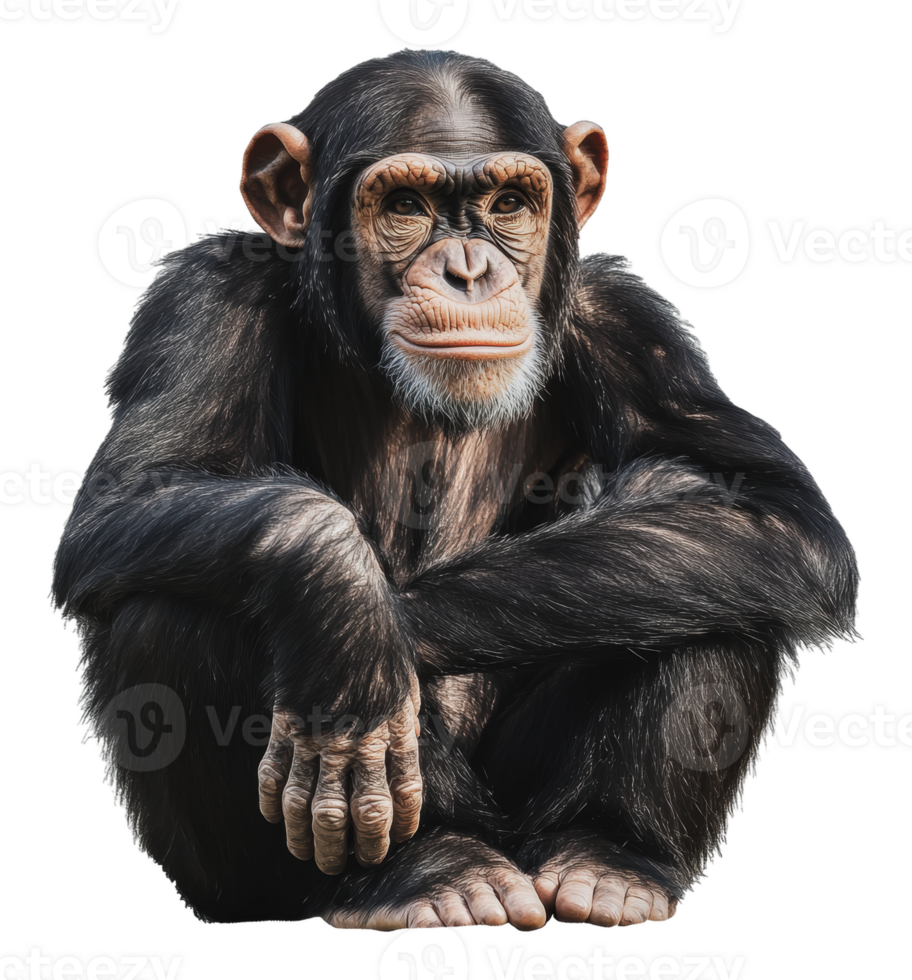Calm chimpanzee on neutral backdrop png