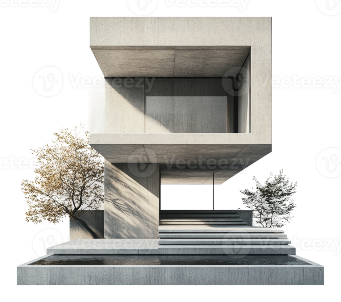 Cantilevered modern architecture design png