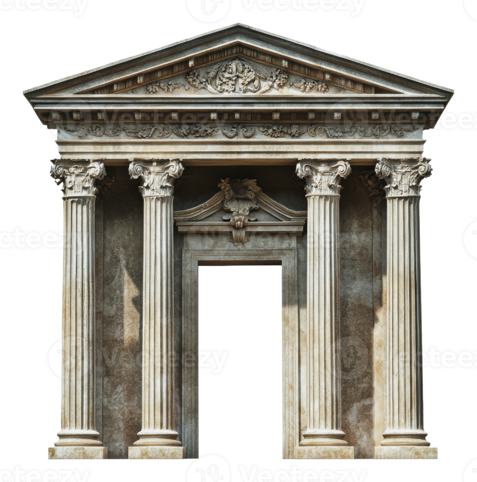 Detailed-columned architectural monument png