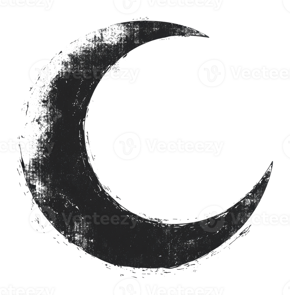 Black crescent moon on white background png