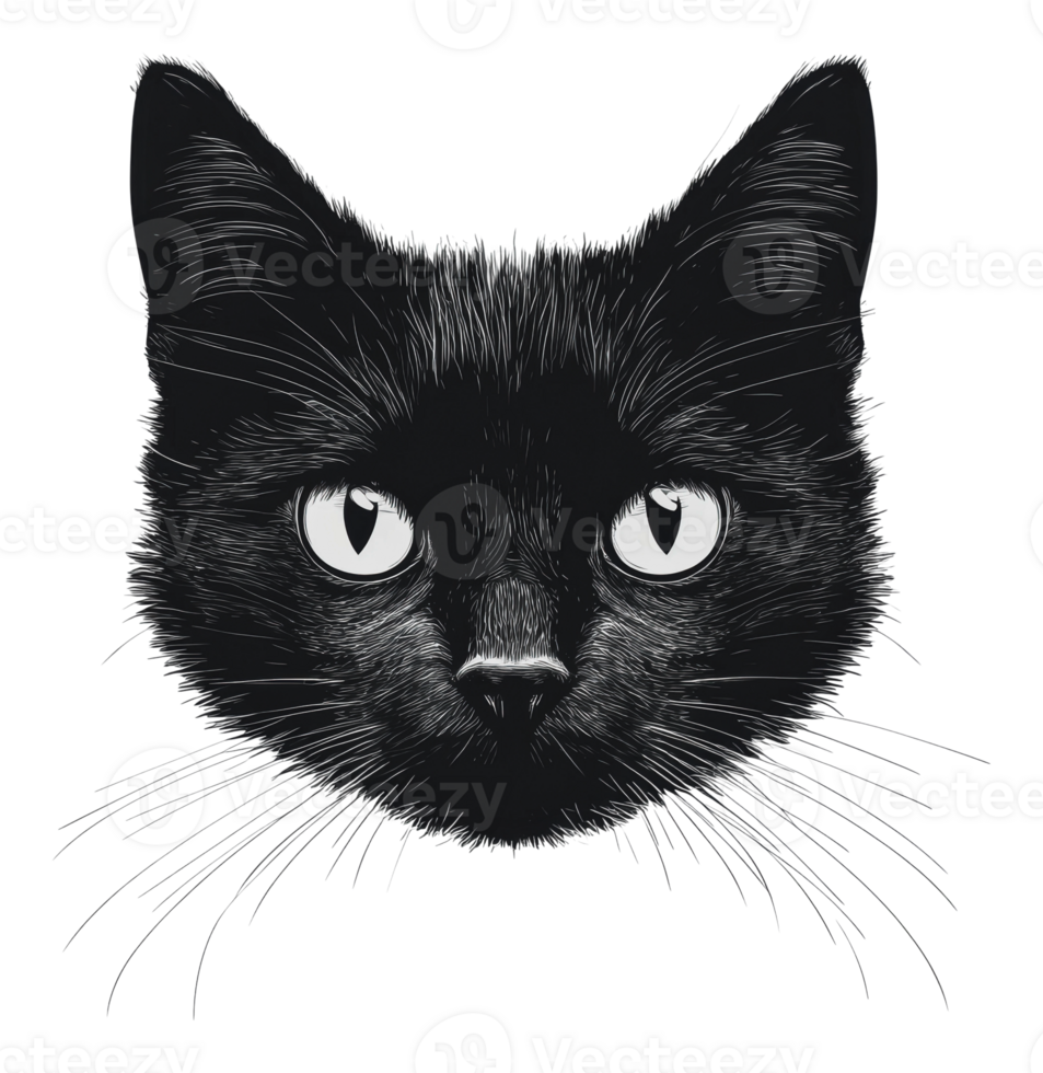 Close-up of a black cat's face png