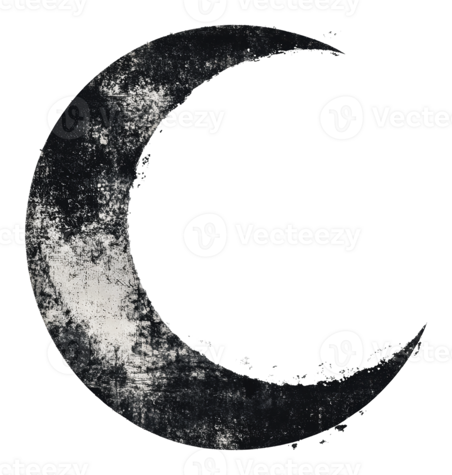 Crescent moon illustration in vintage style design png