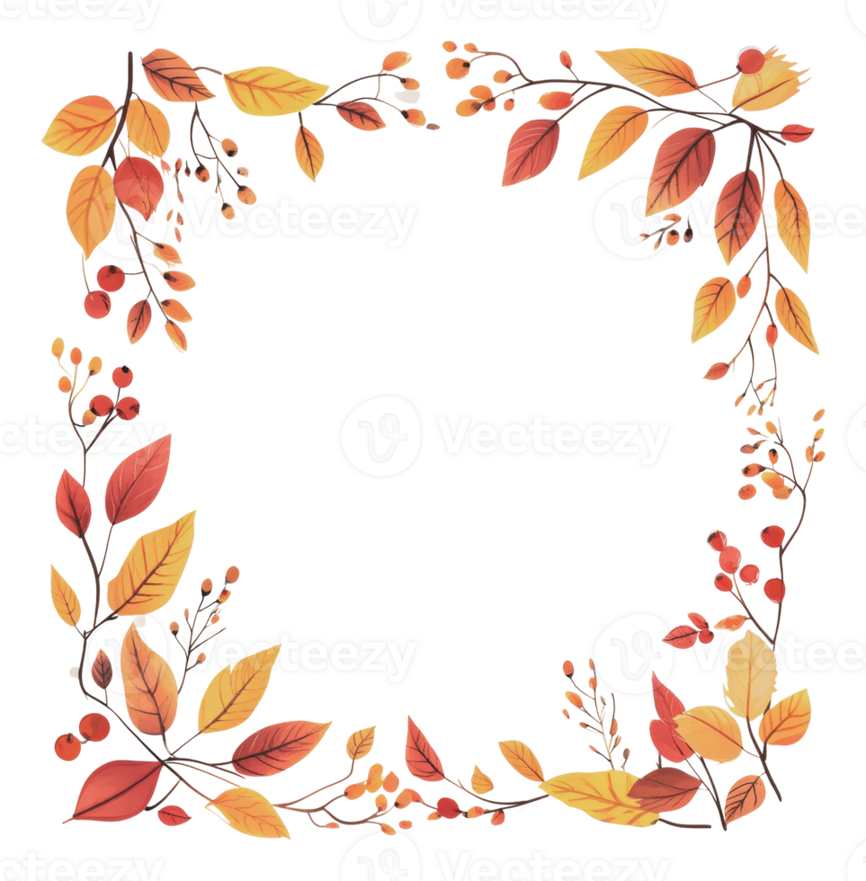 Colorful autumn leaves frame design png