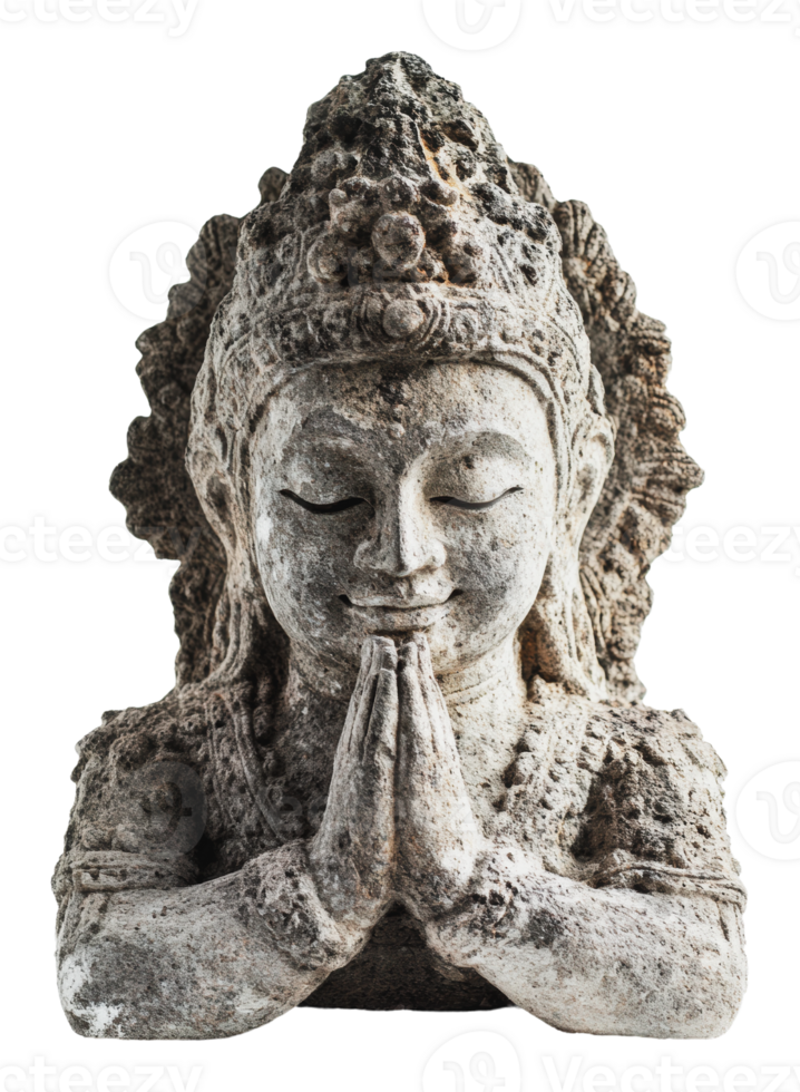 Stone statue of a meditating figure png